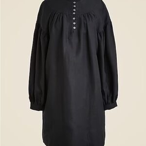 NWT J. Crew Black Long Sleeve Linen Dress
